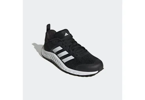 ADIDAS PERFORMANCE EVERYSET TRAINER, Gr. 38,5 - Sportliche Trainingsschuhe in Schwarz-Weiß - Herren-Sportschuhe mit atmungsaktivem Knit-Obermaterial und stabiler Dual Density-Zwischensohle für Komfort und Balance im Fitnessstudio. Hergestellt aus mindestens 50 % recycelten Materialien.