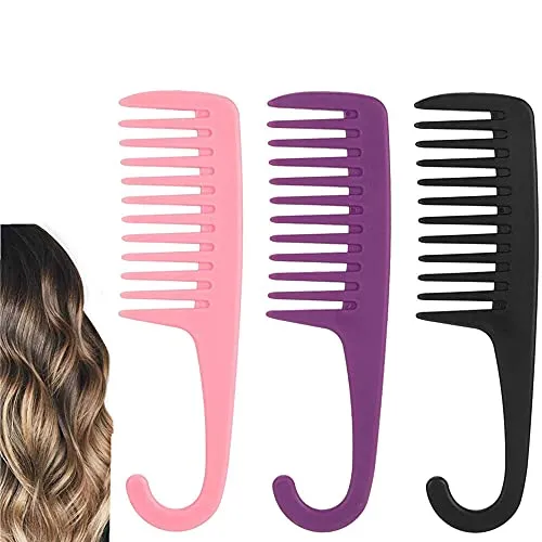 Duschkämme, 3 Stück breite Zinkenkämme aus Kunststoff Breiter Zahnkamm für für Detangle Lockig langes, nasses oder lockiges Haar, verbessert die Durchblutung.