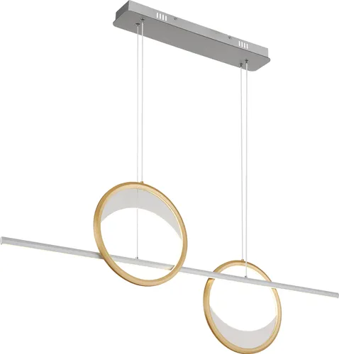 Elegante Pendelleuchte mit Fernbedienung - LED Dimmbar in Gold - Moderne Esszimmerlampe mit Fernbedienung, dimmbar und Timer-Funktion. Ideal für stimmungsvolle Beleuchtung in jedem Raum, mit einzigartigem Design aus gebürstetem Aluminium und Acryl.