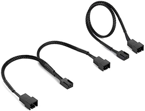 POPPSTAR 3-Pin Lüfter Kabel Set (15cm Y-Kabel (1x Buchse auf 2x Stecker) + 30cm Verlängerungskabel), zum Anschluss von Prozessor- und Gehäuselüfter an Mainboard