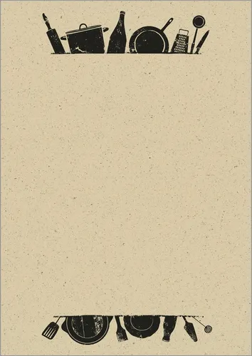 Design-Papier 'Kitchen utensils', DIN A4, 100 g/qm - Hochwertiges Design-Papier für kreative Projekte, ideal für Bastelarbeiten und Einladungen in der Küche.
