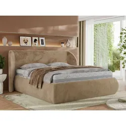 MKS MEBLE CAELA CLASSIC Polsterbett mit Bettkasten 140x200 Beige - Modernes Polsterbett mit großzügigem Stauraum und gasdruckunterstütztem Bettkasten. Ergonomische Liegehöhe von 40 cm und elegantes Design für jeden Schlafraum.