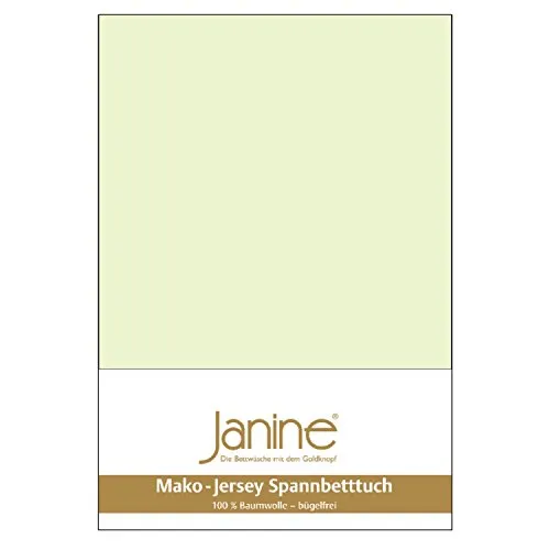 Janine Spannbettlaken Mako Feinjersey Classic Jersey 5007 - Limone 06 - Spannbetttücher aus 100% Baumwolle Mako-Feinjersey, perfekt für Matratzen bis 26 cm Höhe. Langlebig, waschbeständig und schadstoffgeprüft.
