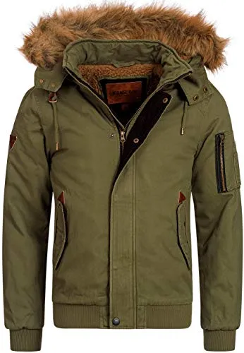 Indicode Herren Pennington Winterjacke aus Baumwolle | Winterparka Herrenjacke Parka Army, XL