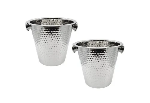 HAC24 Wein- und Sektkühler 2x Sektkühler Flaschenkühler Weinkühler Kühler Sektkübel Eiskübel, Edelstahl, 22 cm