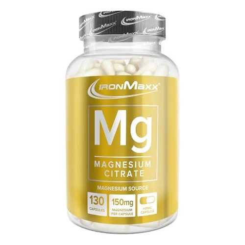 IronMaxx Magnesium - 130 Kapseln Hochwertiges Magnesium zur Unterstützung der Muskelfunktion | 150mg Magnesium pro Portion | ohne Rindergelatine