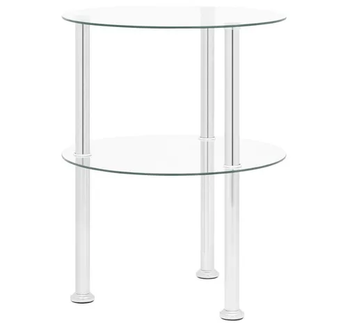 furnicato Couchtisch Beistelltisch mit 2 Ablagen Transparent 38 cm Hartglas (1-St)