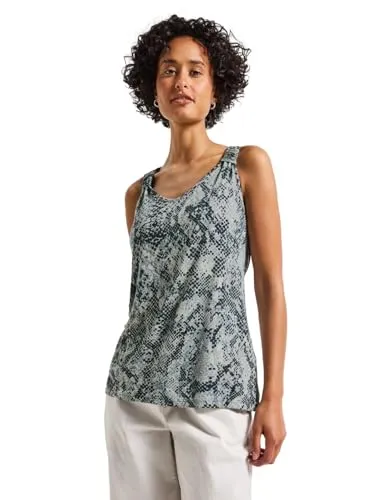STREET ONE Damen 3227245 Silk-Look Top mit Knoten - Arona Blue, Größe 34 - Tanktops & Träger-Tops für Damen, mit seidigem Glanz und Knotendetail, ideal für sommerliche Outfits und einen stilvollen Auftritt.