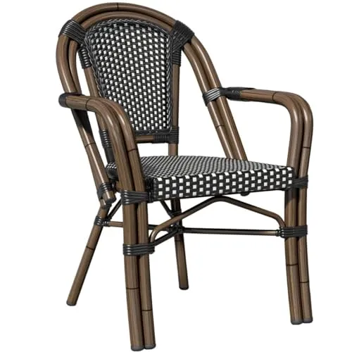 4er-Set Französischer Rattanstuhl | Schwarz | Stapelbar in schwarz von GGMMÖBEL