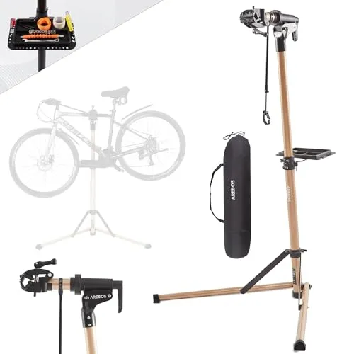 Arebos Fahrrad-Montageständer AR-HE-FMS2C - Höhenverstellbar und Drehbar - Fahrrad-Montageständer, höhenverstellbar von 110-170 cm, 360° drehbar und bis 30 kg belastbar. Ideal für E-Bikes und platzsparend zusammenklappbar.