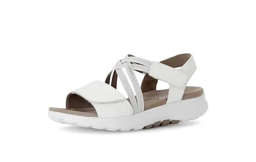 Gabor Damen Sandaletten, Frauen Sandalen,Sommersandalen,bequem,flach,Sommerschuhe,Freizeitschuhe,offene Schuhe,Weiss (Micro),37 EU / 4 UK