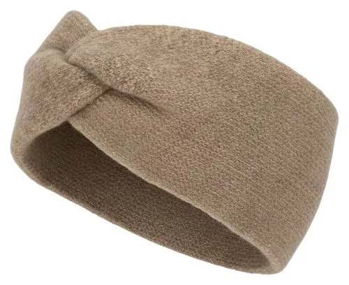 styleBREAKER Damen Feinstrick Stirnband mit Twist Knoten Detail | weiches elastisches Haarband | warmes Einfarbiges Kopfband für Herbst und Winter, Farbe:Braun
