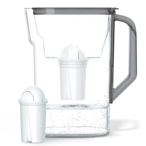 Wessper Wasserfilterkanne 2.7 L Kompatibel mit Brita Classic für Kühlschranktür | Wasser Filtersystem zur Reduzierung von Kalk, Chlor | Wasserfilterkanne + Wasserfilter AQUACLASSIC - Schwarz