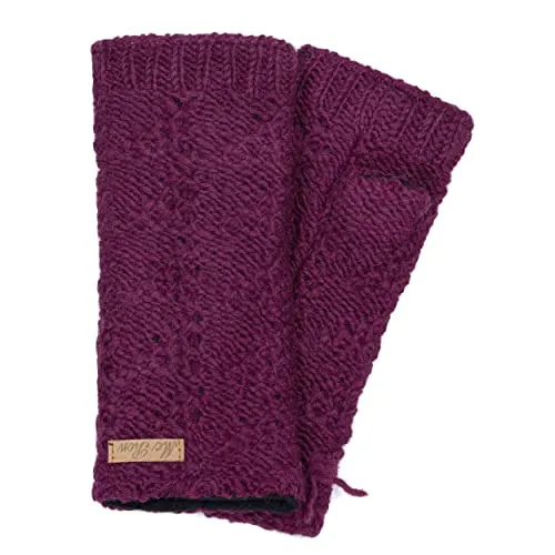 McRon Damen Gestrickte Pulswärmer Lenna Pflaume 3311