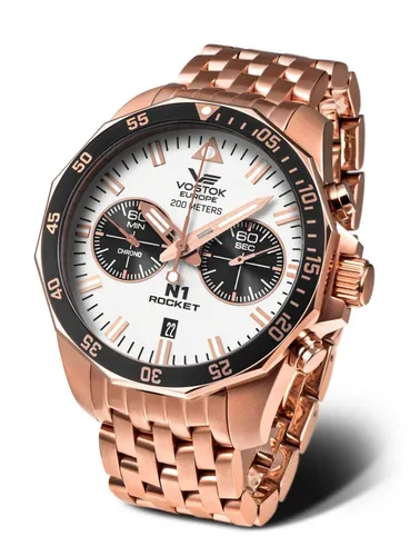 Vostok Europe Herrenuhr mit Edelstahlband N1 Rocket Chronograph Miyota 6S21 20 A