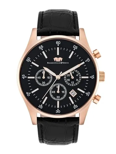 Rhodenwald & Söhne Chronograph Goodwill - Eleganter Edelstahl-Chronograph in Schwarz - Chronographen, edles Design aus Edelstahl mit wasserdichter Funktion bis 5 bar und praktischen Zusatzfunktionen wie Stopp-Uhr und Totalisatoren.