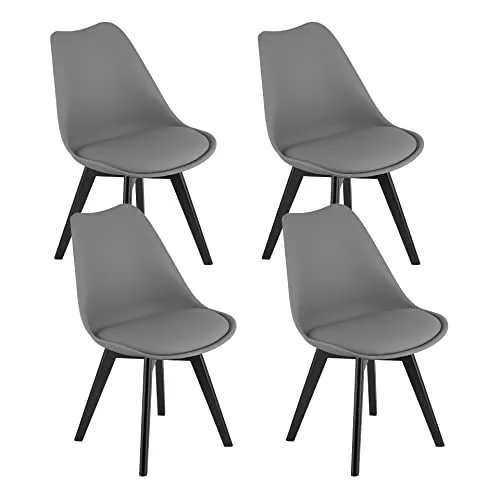 Home Collective 4er Set Esszimmerstuhl Stuhl Wohnzimmerstuhl, in insgesamt 11 Farben, 4X Graphit grau mit Kunststoffbeinen in schwarz, bequemer & Stabiler Schalenstuhl