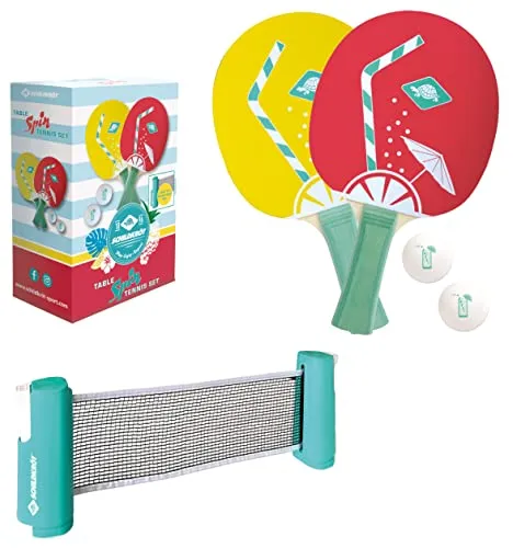 Schildkröt Tischtennis-Set Spin FSC - Tischtennis-Set mit 2 FSC-Schlägern und ausziehbarem Netz, perfekt für spontane Matches im Urlaub oder Garten – umweltfreundlich und vielseitig einsetzbar.