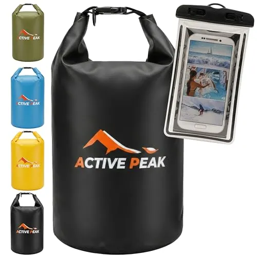 Active Peak Dry Bag 2L wasserdichte Tasche & Packsack Wasserdichter Beutel Waterproof Bag für SUP Tasche Wasserdicht & Seesack Wasserdicht Drybag für Outdoor & Wassersport (Schwarz 2 Liter)