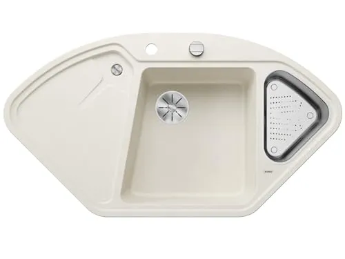 BLANCO DELTA II Granitspüle aus SILGRANIT softweiß in schwarz von BLANCO