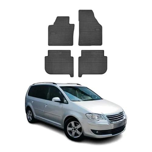 FROGUM Gummifussmatten für VW TOURAN (1T1, 1T2, 1T3) - Maßgefertigte Gummifussmatten für vorne und hinten, idealer Schutz vor Schmutz und Nässe, perfekt für VW TOURAN Modelle.