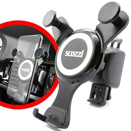 scozzi Handyhalterung Auto Lüftung Schwerkraft Handy KFZ Gitter Halterung Halter zB kompatibel mit Samsung S25 S24 S23 A56 A55 A36 A26 für iPhone 17 16 15 14 13 FE Plus Ultra Lite Pro