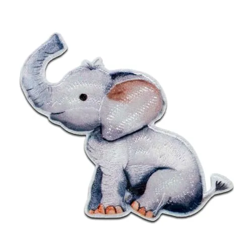 Elefant - Aufnäher, Bügelbild, Aufbügler, Applikationen, Patches, Flicken, zum aufbügeln, Größe: 6,5 x 7 cm