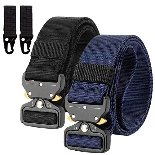 Chalier Herren 2er Unisex Gürtel, Armee-grün + Schwarz, Einheitsgröße