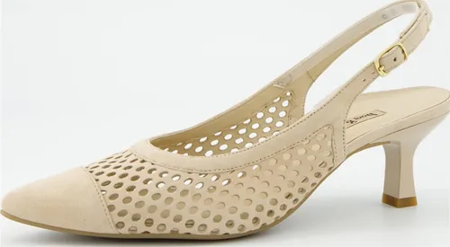 Paul Green Damen Peeptoes & Slingpumps 6222-009 beige 38,5 - Hochwertige Peeptoes aus geschmeidigem Leder mit weicher Fersenkappe und flexibler Laufsohle. Ideal für stundenlangen Komfort und eleganten Auftritt. Made in Europe.