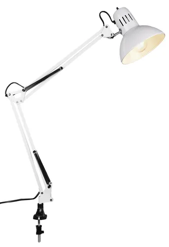 TRIO Gelenkleuchte Klemmlampe E27 - Verstellbare Höhe 90cm - Moderne Klemmlampe in Weiß, schwenkbar und drehbar, perfekt für vielseitige Einsatzmöglichkeiten in jedem Raum.