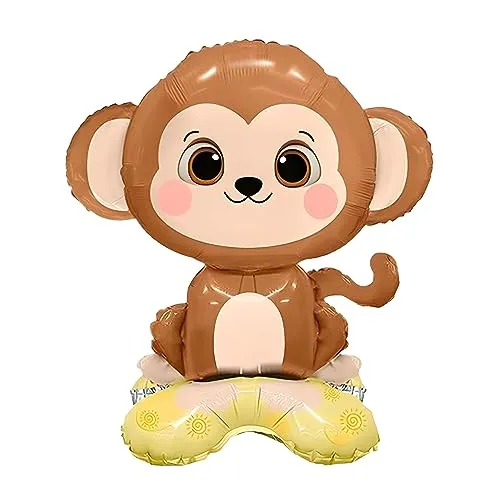 3D Folienballon Aufsteller in Affenform, Braun, Großformat ca. 44 * 60 cm - Perfekt für Kindergeburtstage, Partys, Dekorationen, Veranstaltungen und Feiern - Einfache Montage und Wiederverwendbar