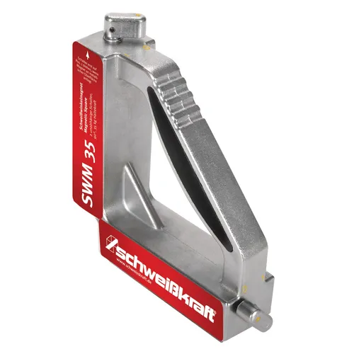 Schweißkraft Schweißwinkelmagnet SWM 35 - Professioneller Schweißwinkelmagnet für präzises Fixieren von Werkstücken, mit hoher Haltekraft und schaltbarem Magnet für flexible Anwendungen.