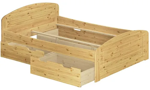 Funktionsbett Doppelbett 3 Bettkasten 180x200 Senioren Ehebett Massivholz Zubehör wählbar V-60.50-18Federleisten