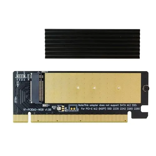 EZDIY-FAB NVME PCIE Adapter mit Kühlkörper, M.2 NVME SSD zu PCI Express Adapter mit Kühlkörper Unterstützt nur PCIe x16, unterstützt M.2 M Key SSD 2230 2242 2260 2280