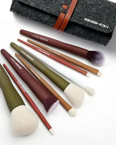 Make up Pinsel, EIGSHOW 5 Farben Kabuki Reise Make up Pinsel Set mit extraweichen synthetischen Fasern für Puder Rouge Concealer zum Konturieren und Hervorheben von Anwendungen - Vegan