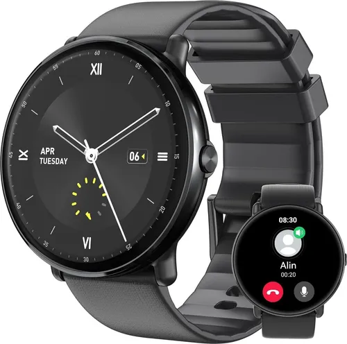 Damen & Herren – Fitnessuhr mit Bluetooth-Telefonie, AMOLED-Display Smartwatch 25 Tage Standby, kompatibel mit iOS und Android, Schnellladefunktion, Zyklusverfolgung, Musiksteuerun