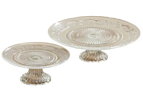 Tortenplatte Servierplatte Etagere Relief D25cm Glas klar Stückpreis