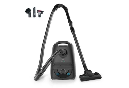 hoogo Bodenstaubsauger B3+ anthrazit - Extra leise mit HEPA 14 Filter - Bodenstaubsauger mit 850 W, ideal für Allergiker dank HEPA 14 Filter, 11m Reichweite und stufenloser Saugkraftregulierung für alle Bodentypen.