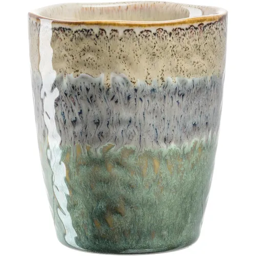 LEONARDO Matera Becher - Große Steingut Tasse - Inhalt 300 ml - Handarbeit - Mikrowellengeeignet, spülmaschinenfest - 1 Stück in beige/anthrazit/grün
