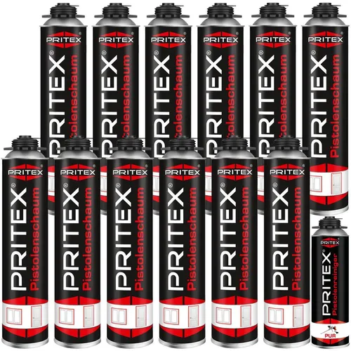 Bauschaum Set 12 x 750 ml inkl. Reiniger PU Schaum Pistolenschaum Montageschaum