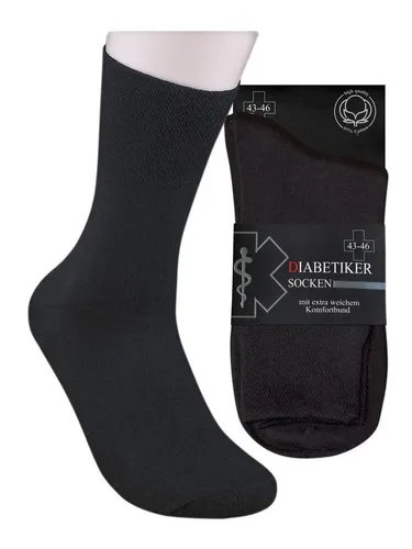 Die Sockenbude Diabetikersocken EXTRA (Bund, 3-Paar, grau blau schwarz) garantiert ohne Gummi