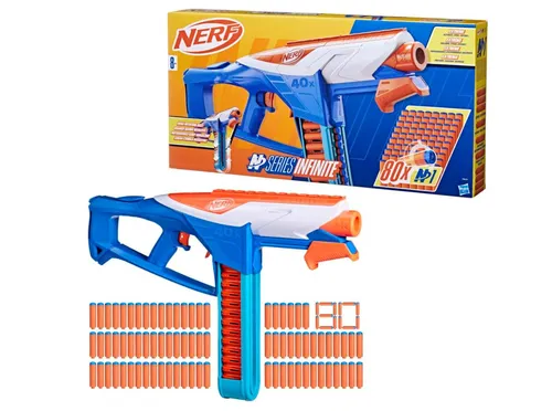 Hasbro Nerf N Series Infinite - Hochleistungs Dart-Blaster mit 40-Dart Gurt-Magazin, extreme Treffgenauigkeit und ununterbrochenes Spielvergnügen