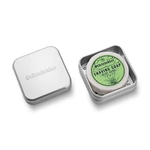 Störtebekker® Premium Rasierseife & Seifendosen Set - Seifendose Aluminium Set inkl. Rasierseife in verschiedenen Varianten - Vegane Rasierseife Handgefertigt in Seifenmanufaktur (Aloe Vera)