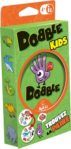 Dobble Kids ECO - Gesellschaftsspiel ohne Plastik, mit 30 Karten und 5 spannenden Minispielen für jede Menge Spaß!