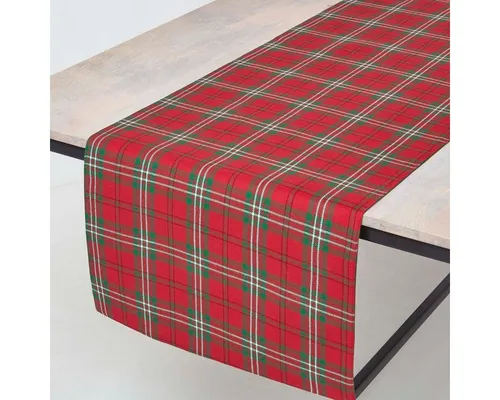 Homescapes Tischläufer Edward Tartan Tischläufer rot kariert – 44 x 178 cm, 100% Baumwolle