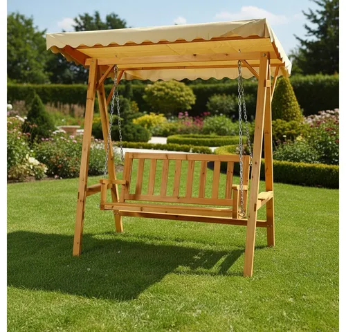 Melko Hollywoodschaukel Gartenschaukel Hollywoodschaukel Hängeschaukel Holz Überdachung, 2-Sitzer, Stück, UV-beständig & Regendicht