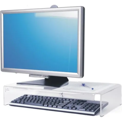 Dataflex Bildschirmständer - Klar - Monitorzubehör mit transparenter Acryl-Oberfläche, ideal zur ergonomischen Höhenanpassung und optimalen Raumnutzung.