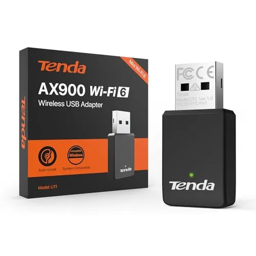 Tenda WLAN USB Stick Adapter für PC, AX900 Dualband 5G/2.4G, WPA2, Soft-AP, MU-MIMO, USB 2.0, Windows 7/10/11