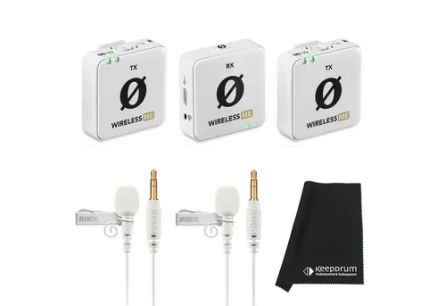 RØDE Wireless ME Dual Weiss mit 2x Lavalier GO Weiss - Kabelloses Mikrofon-System für Videofilmer und Podcaster: 100 m Reichweite, GainAssist Technologie für optimalen Audiopegel, Plug & Play Bedienung, inklusive umfangreichem Zubehör.