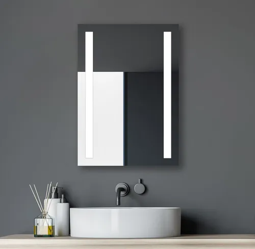 Badspiegel Talos Light 50 x 70 cm mit LED-Beleuchtung in silber von Talos